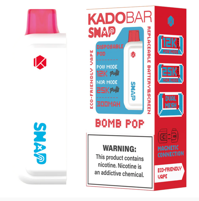 KADO Bar Snap 25K Vape | Available: Kit and Pod KADO Bar Snap 25K Vape | Available: Kit and Pod
