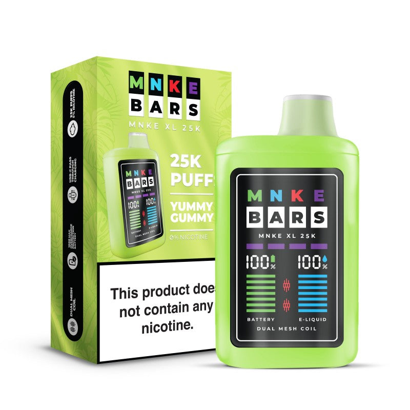 zero bar vape ingredients ZERO Nicotine MNKE Bars XL 25K Disposable Vape